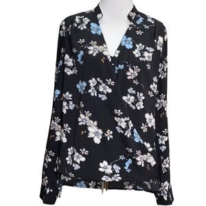 Holly Bracken Floral Flower Daisy Wrap Blouse S/M